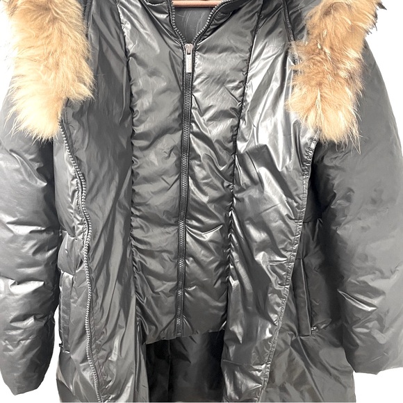 Jessie G. Puffer Coat Down Fur Belt Black Women’s Size L - Picture 5 of 16